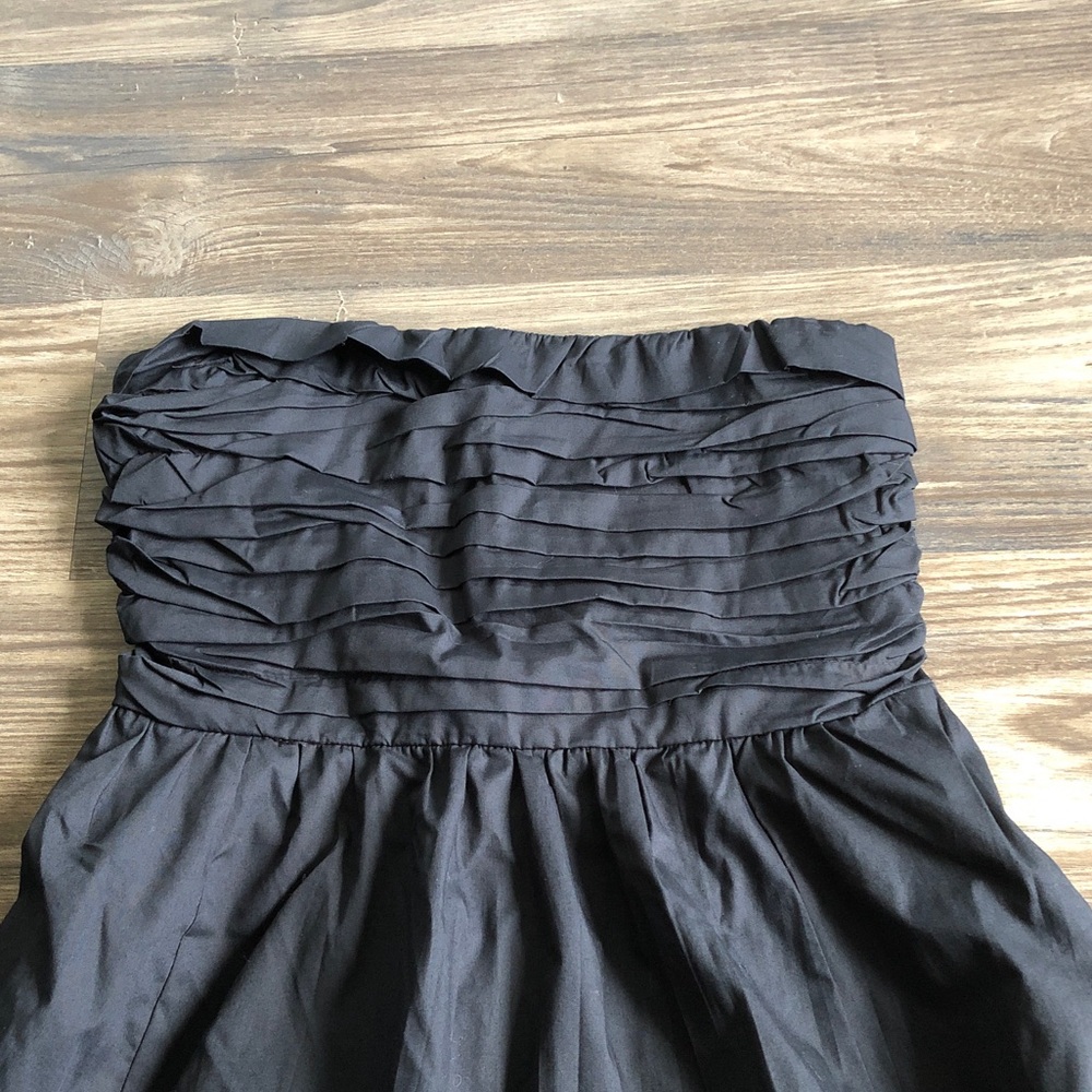 NWT Abercrombie and Fitch Strapless Midi Dress Black Poplin Pleated Ruched - Picture 4 of 15